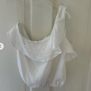 ASTR the Label one shoulder ruffle top.
